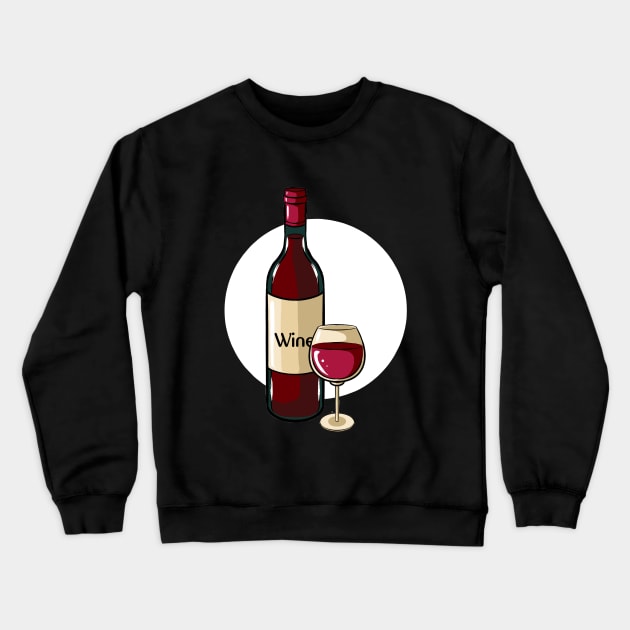 Wine Bottle and Glass Crewneck Sweatshirt by fromherotozero